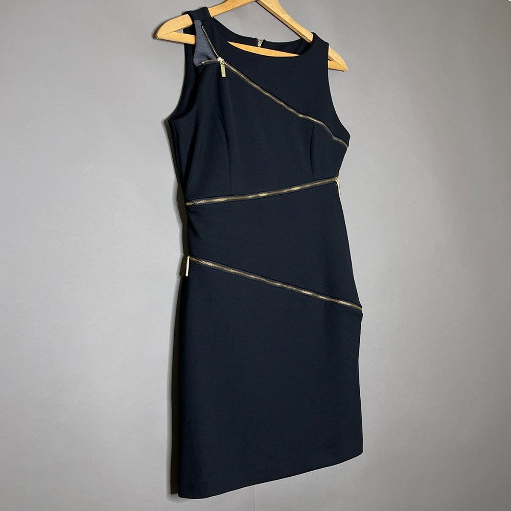 Adrienne Vittadini Petite Black Sleeveless‎ Zipper Dress Size 6P